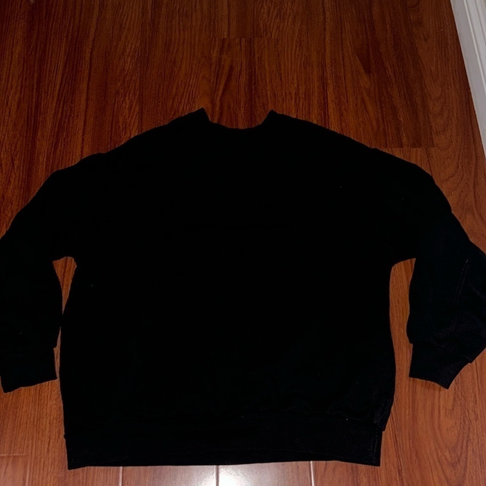 ASOS Bershka oversized sweatshirt long sleeve top fleece in black XS - Picture 2 of 8